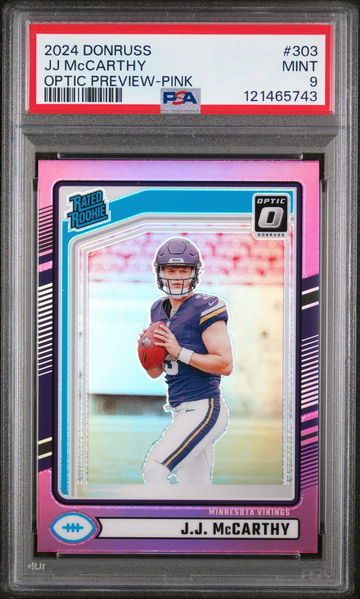 2024 Donruss Optic Rated Rookie Preview Pink JJ Mccarthy #303 PSA 9