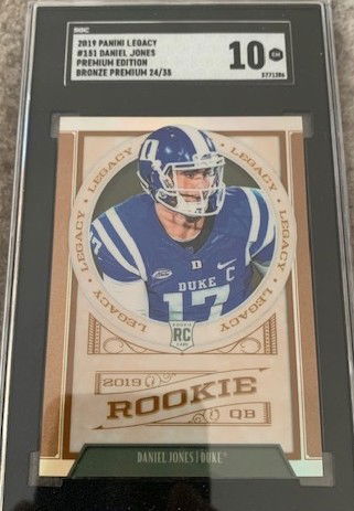Daniel Jones 2019 Panini Legacy Premium Edition Bronze Prizm Rookie RC - SGC 10 GM Gem Mint