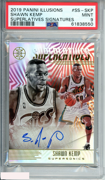 2019 PANINI ILLUSIONS SHAWN KEMP #SS-SKP SUPERLATIVES SIGNATURES PSA 9 MINT