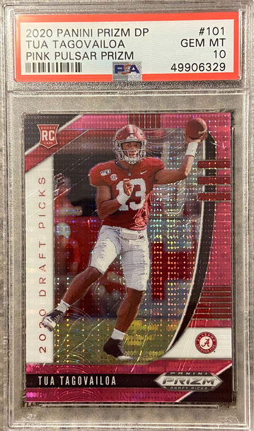 2020 Panini Prizm DP Tua Tagovailoa PSA10 Pink Pulsar