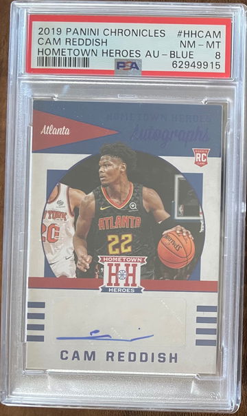 2019 Cam Reddish Chronicles Hometown Heroes Blue Auto /49 PSA 8