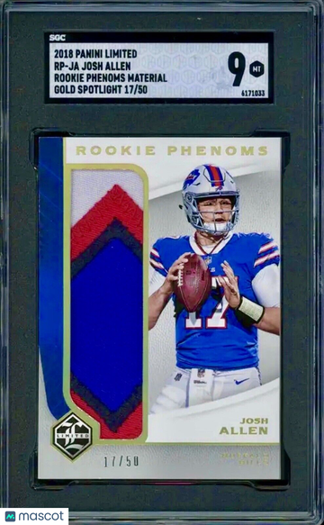 Jersey #17/50 1/1 SGC 9 RC Josh Allen 2018 Limited Gold Rookie Patch 4-CLR POP 2