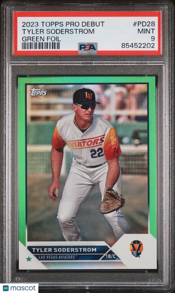 2023 Topps Pro Debut Tyler Soderstrom #PD28 Green Foil Rookie PSA 9