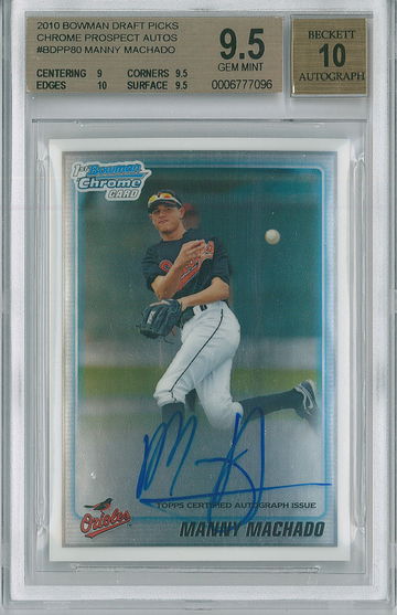 2010 Bowman Draft Manny Machado #BDPP80 BGS 9.5 Auto 10