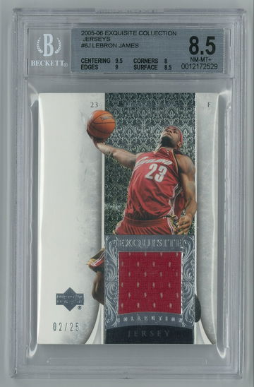 LeBron James 2005 Exquisite Collection Jerseys Parallel Serial # 2/25 - BGS 8.5