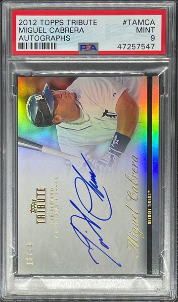 2012 Topps Tribute Autographs /74 Miguel Cabrera PSA 9