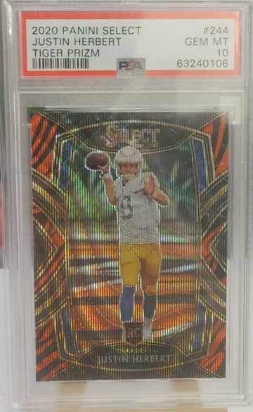 2020 select Tiger Justin Herbert club level PSA 10 POP 3  