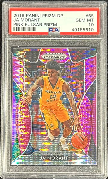 2019 PANINI PRIZM DRAFT PICKS JA MORANT ROOKIE PINK PULSAR PRIZM PSA 10