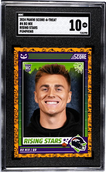 2024 Panini Score-A-Treat #4 Bo Nix Rising Stars Pumpkins SGC 10