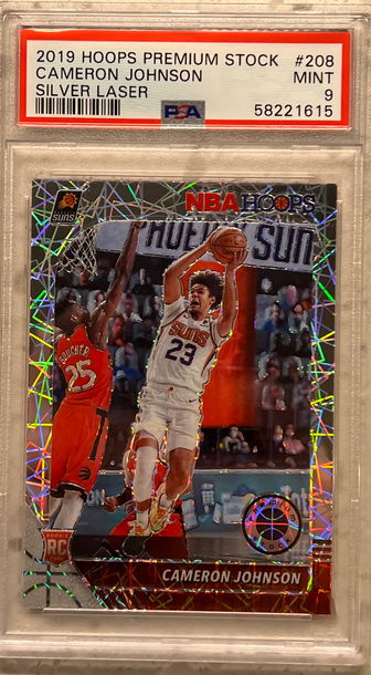 2019 panini nba hoops premium stock laser Prizm Cameron johnson rc psa 9