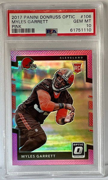 2017 Optic Myles Garrett Pink Prizm PSA 10