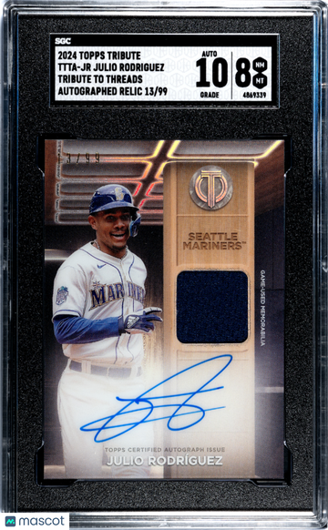 2024 Topps Tribute Julio Rodriguez #TTTA-JR Threads Autograph Relic SGC 8 Auto 10