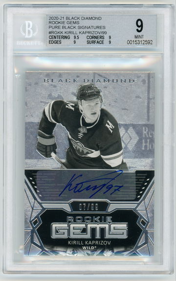 KIRILL KAPRIZOV 2020-21 Upper Deck Black Diamond Rookie Gems Pure Black Auto Rc #7/99 BGS 9