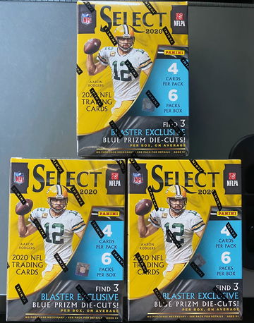 (3) 2020 Panini Select Football Blasters, Shipped Priority