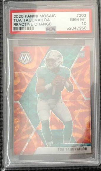 2020 Panini Mosaic Tua Tagovailoa Reactive Orange PSA 10