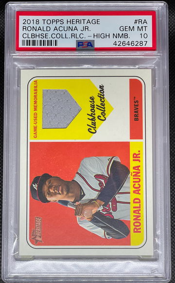 PSA 10 2018 Topps Heritage Ronald Acuna Jr. Clubhouse Collection Relic #RA