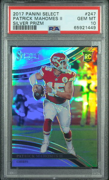 2017 Select Patrick Mahomes #247 Silver Prizm Field Level PSA 10 pop 99