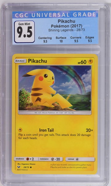 2017 Pokémon Sun & Moon Shining Legends Pikachu #28/73 CGC 9.5