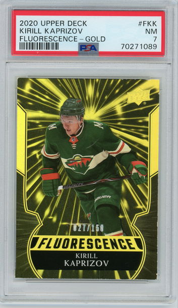 KIRILL KAPRIZOV 2020-21 Upper Deck Fluorescence GOLD Rc #27/150 PSA 7