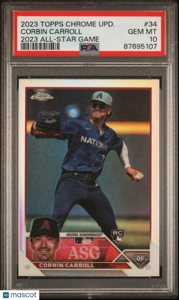 Corbin Carroll RC 2023 Topps Chrome Update 2023 All-Star Game PSA 10 Arizona