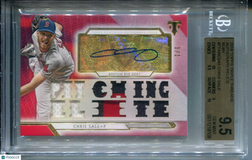2018 Topps Triple Threads Autograph Relics Ruby Chris Sale #TTARCSA5 BGS 9.5 Auto 10