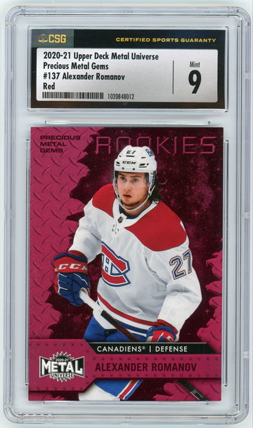 ALEXANDER ROMANOV 2020-21 UD Metal Universe Precious Metal Games Red Rc #47/100 CSG 9