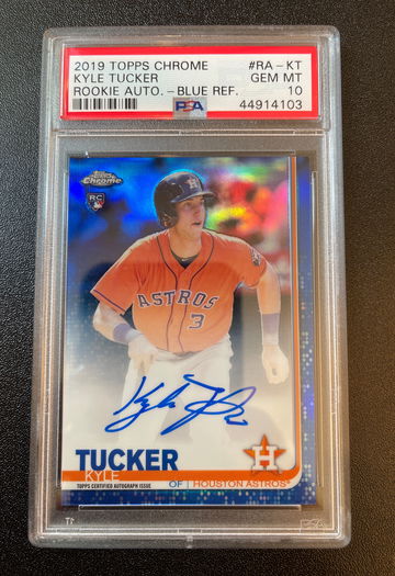 2019 Topps Chrome Kyle Tucker Blue Refractor Auto RC Rookie #/150 PSA 10