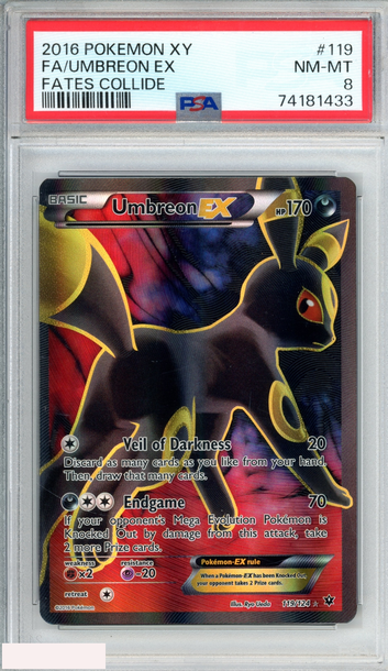 2016 POKEMON XY FATES COLLIDE FA UMBREON EX #119 PSA 8 NM-MT