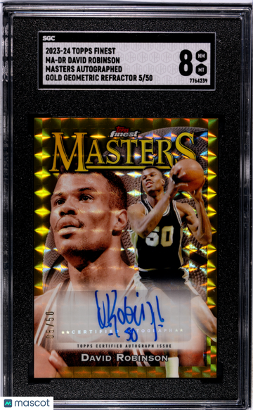 2023 Topps Finest David Robinson #MA-DR Masters Autograph Gold Geometric Refractor SGC 8