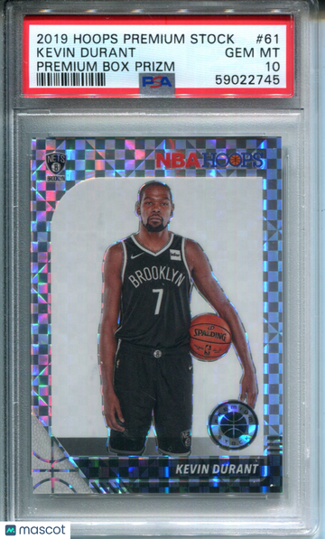 2019 Panini Hoops Premium Stock Kevin Durant #61 Box Prizm PSA 10
