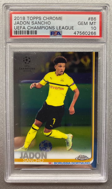 JADON SANCHO 2018 TOPPS CHROME ROOKIE PSA 10 GEM MINT