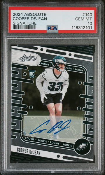 2024 Panini Absolute Football Signature Cooper DeJean #140 RC Auto PSA 10
