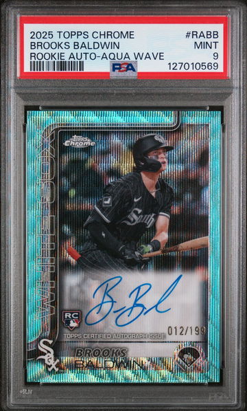 2025 Topps Chrome Rookie Autographs Aqua Wave Brooks Baldwin #RABB /199 PSA 9