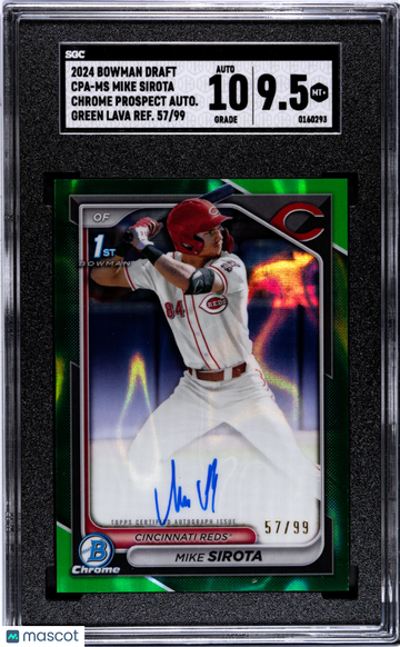 2024 Bowman Draft Mike Sirota #CPA-MS CHR. Pros. Autograph Green Lava Refractor SGC 9.5 Auto 10