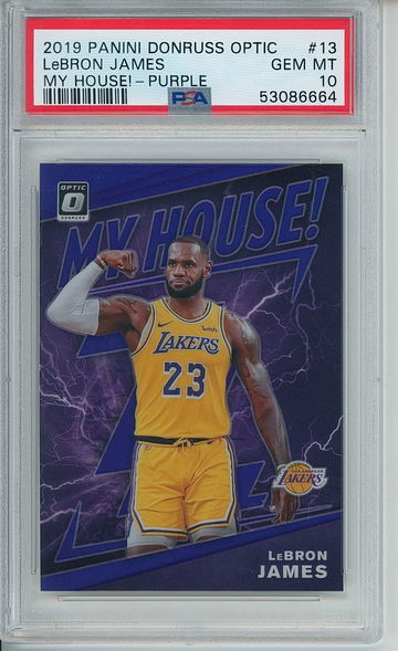 2019/20 Panini Donruss Optic LeBron James My House! Purple Holo Prizm #13 PSA 10