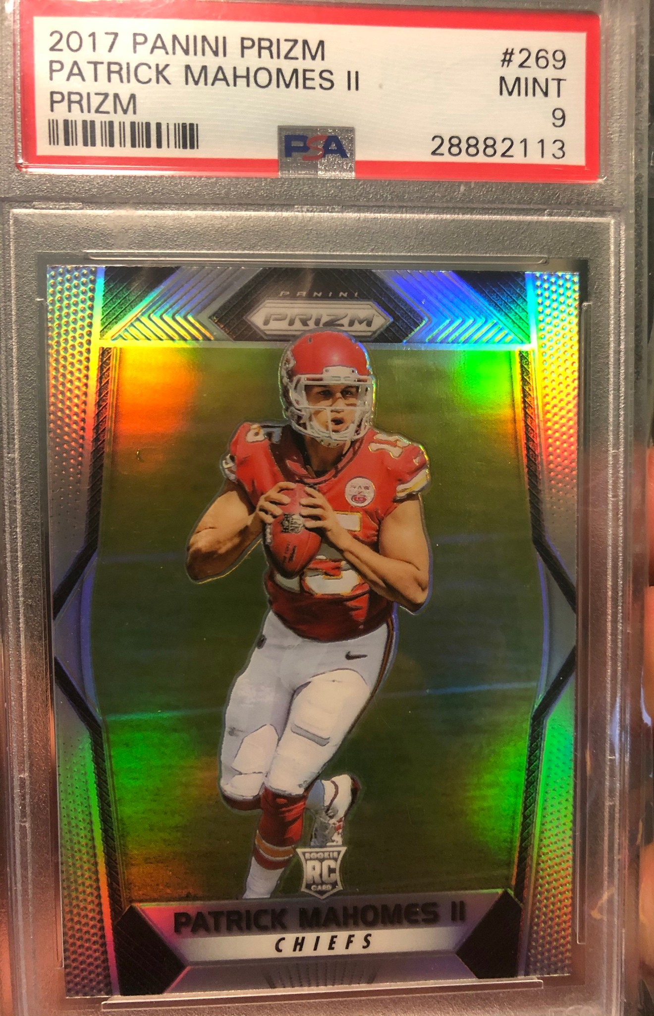 Patick Mahomes 2017 Prizm PSA 9..   card does have the factory dimple
