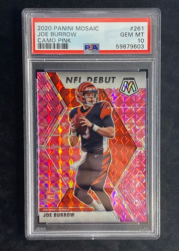 2020 Panini Mosaic 261 Joe Burrow Camo Pink psa 10