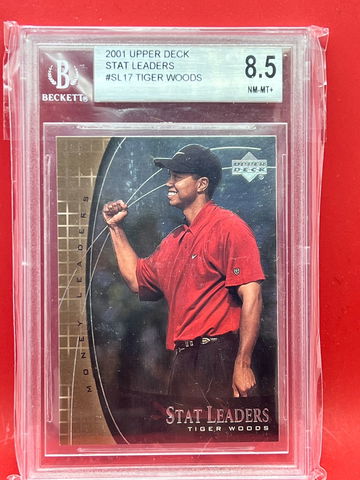 2001 UPPER DECK TIGER WOODS #SL17 STAT LEADERS BGS 8.5