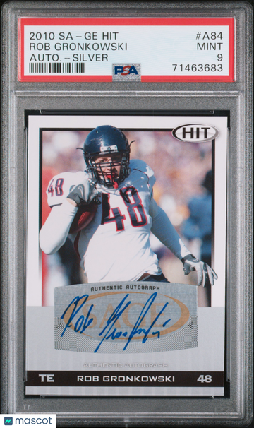 2010 Sa-Ge Hit Autographs Rob Gronkowski #A84 Autograph Silver PSA 9