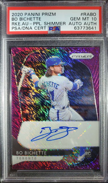 2020 Panini Prizm Bo Bichette #RABO FOTL Purple Shimmer Autograph #3/7