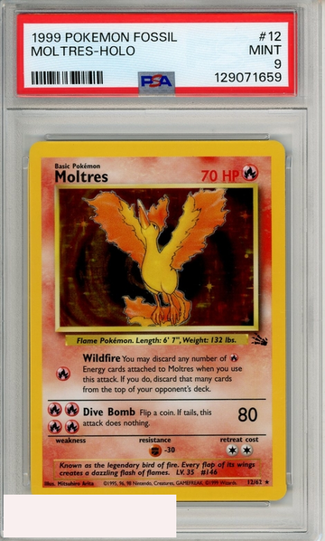 1999 POKEMON FOSSIL MOLTRES-HOLO #12 PSA 9 MINT
