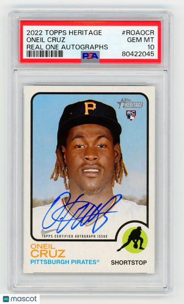 O'neil Cruz 2022 Topps Heritage Rookie Auto PSA 10 Pirates