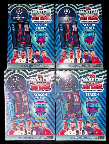 2018-19 TOPPS MATCH ATTAX UEFA CHAMPIONS LEAGUE 2 PLAYER STARTER BOX - LOT of 4
