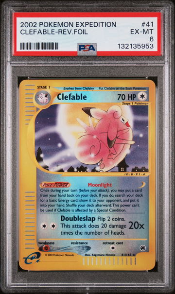 2002 Pokemon Expedition Reverse Holo Clefable #41 PSA 6