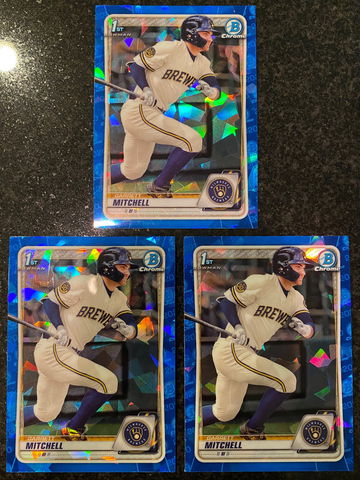 (3) 2020 Bowman Draft Sapphire GARRETT MITCHELL 1st