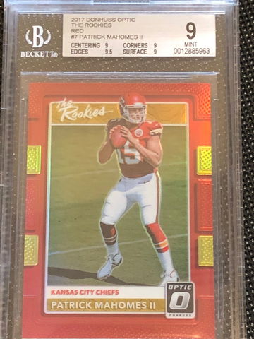 2017 Patrick Mahomes Optic The Rookies Red BGS 9 