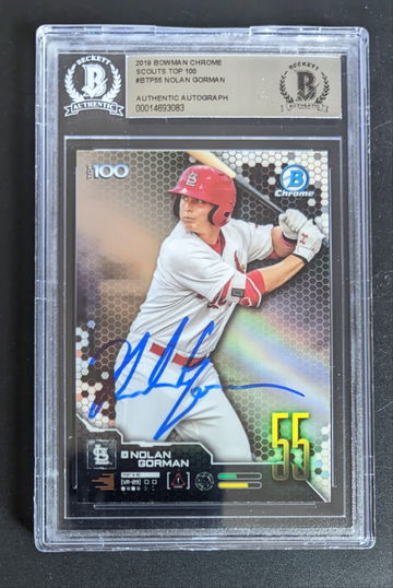 Nolan Gorman Autographed 2019 Bowman Chrome Scouts Top 100!