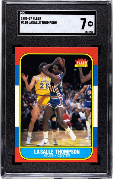 1986-87 Fleer Basketball Card LaSalle Thompson #110  Graded SGC 7 NM. Near Mint.