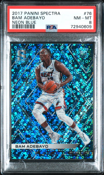 BAM ADEBAYO 2017-18 PANINI SPECTRA NEON BLUE RC ROOKIE HEAT /99 SP PSA 9 MINT