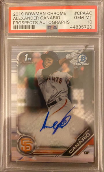 ALEXANDER CANARIO 2019 BOWMAN CHROME AUTO PSA 10 GEM MINT